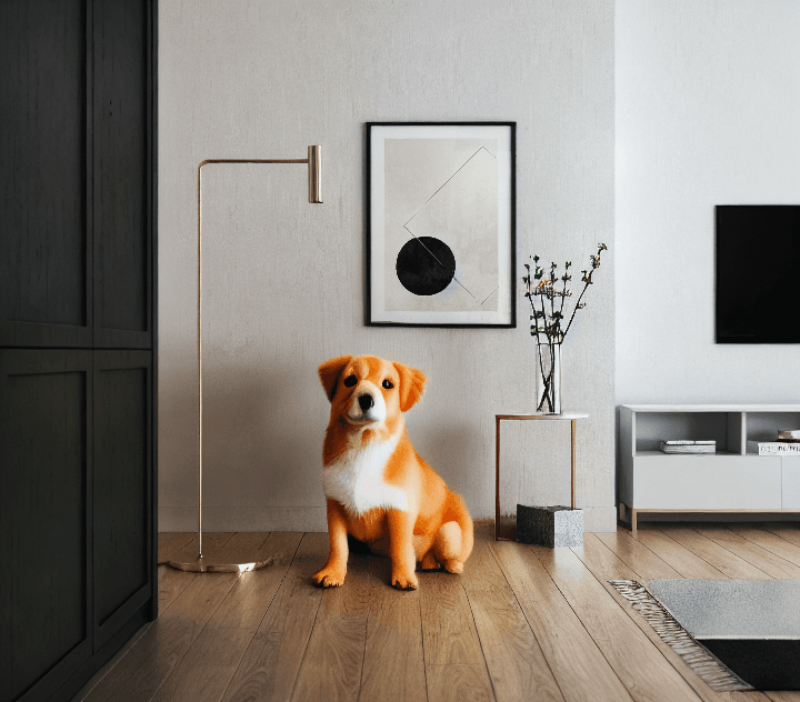 Example of replacing a chair with a dog: Output.